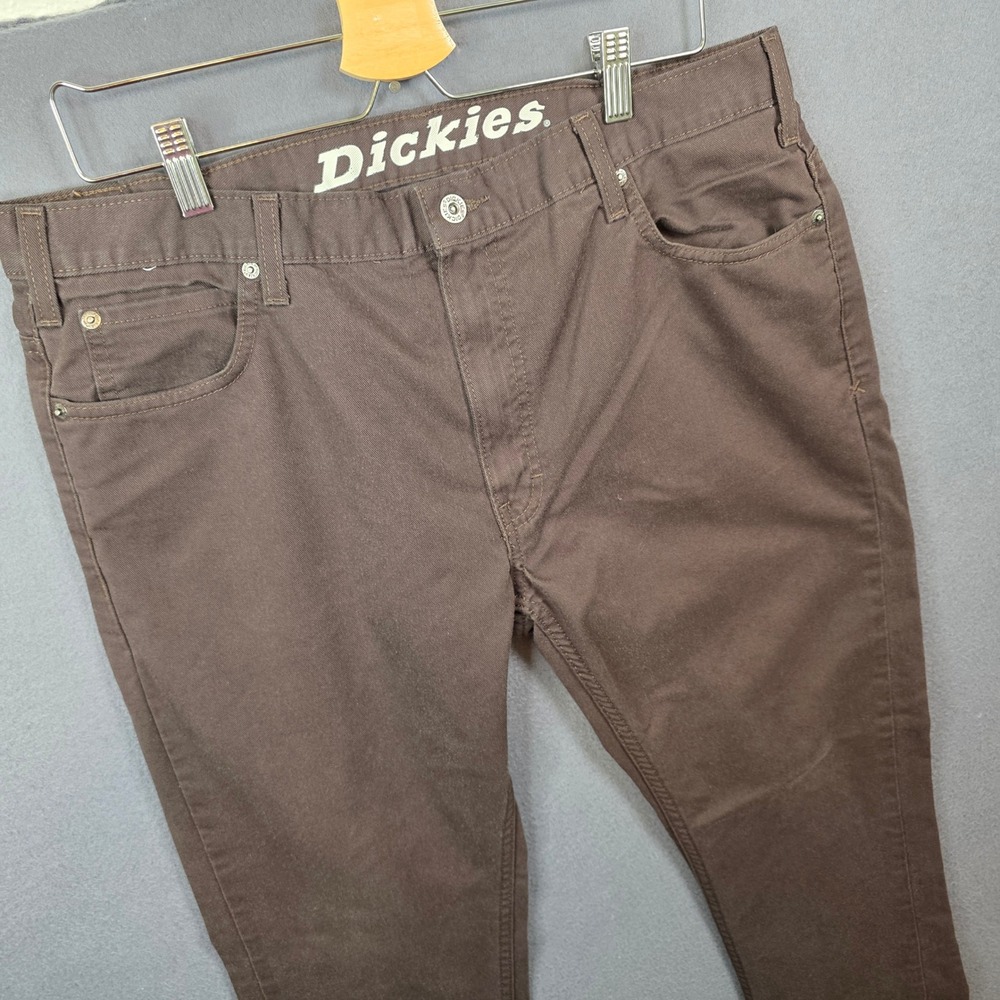 Dickies Mens Slim Fit Straight Leg Pants Dark Brown 38x32 Skater Streetwear